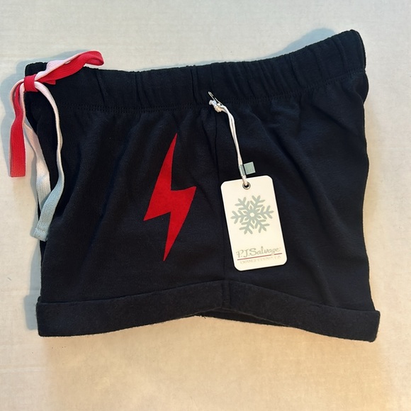 PJ Salvage XSmall Shorts Good Vibes Slate Lightening Bolt Drawstring Cuffed NWT - Picture 6 of 8